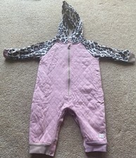 Girls Pink & Leopard Print All In One - Age 6-9 Months - Next