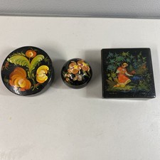 Traditional Hand-painted Russian Lacquer Boxes Set of 3 FOR RESTORATION