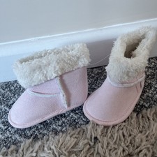 pink Baby 9-12 months Slipper booties george at asda baby girl uggs slippers New