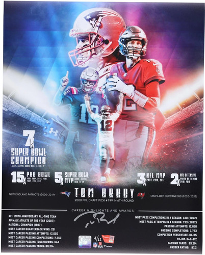 Tom brady 5x11 signed - signed, photo