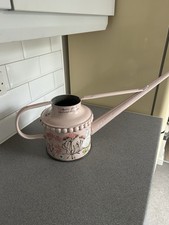 Vintage Galvanised Watering Can. Professionally Re Decorated. Pale Pink, Flowers