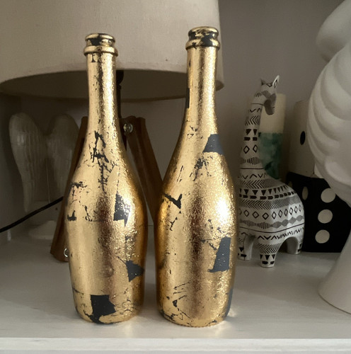 Pair gold grey abstract - pair,