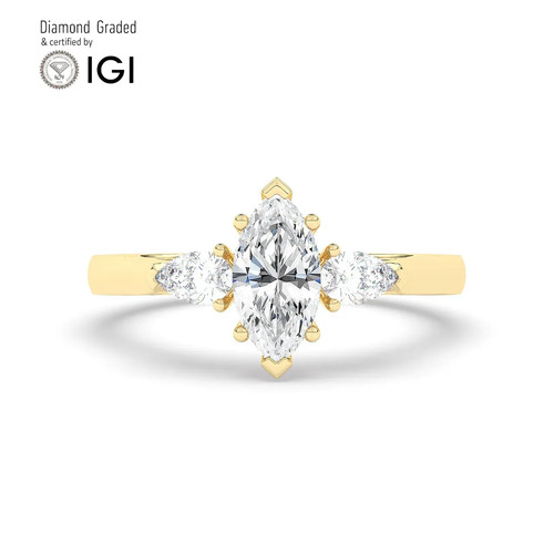 Marquise diamond trilogy ring - diamond,