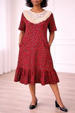 African print dress - dress, red