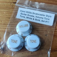 Used 2020s White And Gold Strat Stratocaster Style Guitar Knobs 1 Vol 2 Tone #11