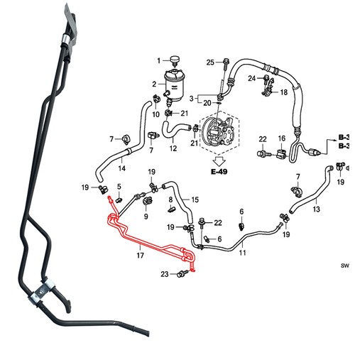 Power steering cooling pipe - power,