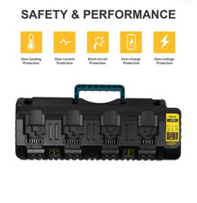4-Port DCB104 Fast Charger Compatible with DEWALT 12V/20V Lithium Batteries—Dual