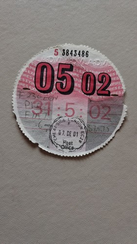 Genuine may 2002 tax disc - genuine,