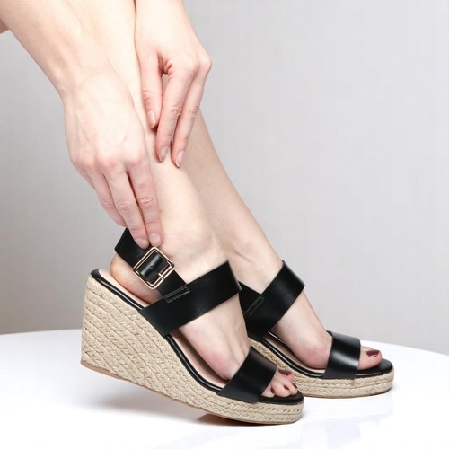 Womens black wedge heel - wedge,