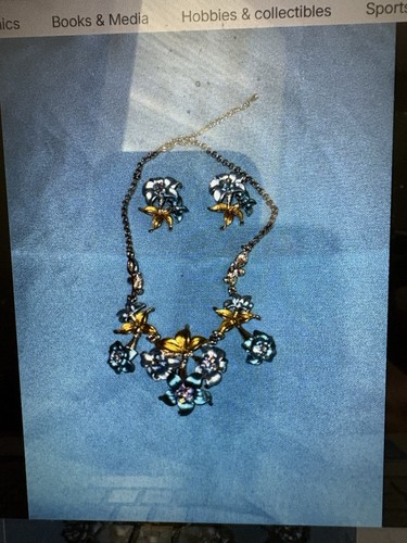 Enamel floral necklace set - enamel,