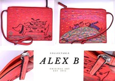 OAK Sausage Dog bag purse case, clutch bag, hand painted, Collectable Art Gift,