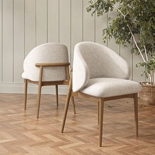 Beige Upholstered Curved