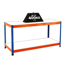 HEAVY DUTY 2 Level Work Bench with Melamine Shelves for Garage/Workshop/Shed