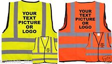 PERSONALISED Printed  KIDS HI VIS HI VIZ SAFETY VEST WAISTCOAT Child Logo text