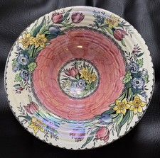 Maling Ware Springtime 10ins 26cm Waved Pink Lustre Bowl pre-1964 Newcastle Tyne