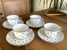 4 Richard Ginori Porcelain Royal Blue Demi-tasse Cups & Saucers