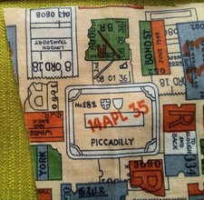 Vintage 70s Railway Train Ticket Knitted Jersey Fabric Offcut Scrap 22x13 cm