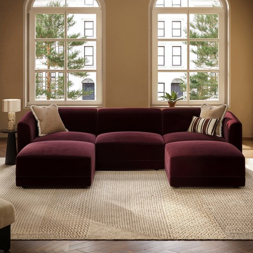 Large burgundy velvet seater - large,