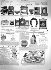 Original Old Antique Print 1880 Advertisement Maple Furniture Corset Busk 19th