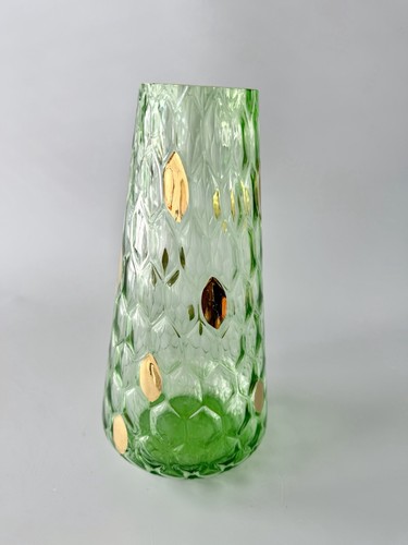 Vintage green glass vase with