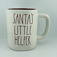 Rae Dunn Ceramic Cup Mug Santa's Little Helper White Red Tea Coffee US Import