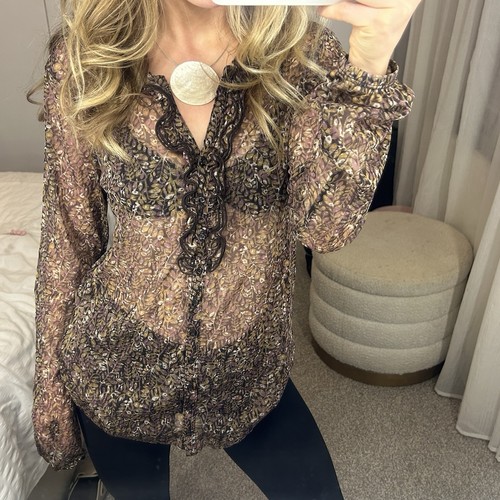 Vintage sheer mesh floral long