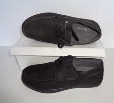 Mens Seafarer Leather Casual Black Shoes Comfort Boat Deck Trainers UK Size 7