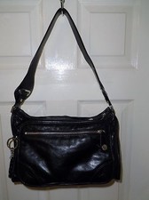 KIPLING YUMA BLACK LEATHER SHOULDER BAG