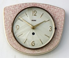 Vintage 25cm Peter Wall Clock - Ceramic Retro Atomic Mid Century Pink German