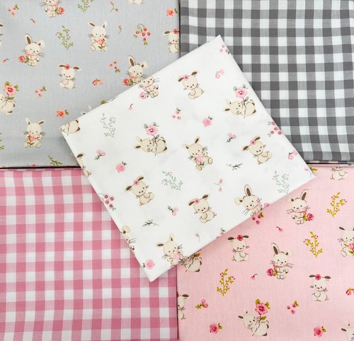 Fabric bundle pink grey baby - fabric,