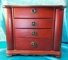 Very Large Armoire & Mirror Rosewood 3 Drawers 3 Compartment Jewellery Box & Key
