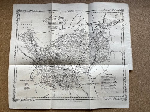 Antique map cheshire 1852 - antique,