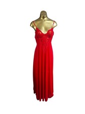 Vintage Olga Frivolous Fancies Red Nightgown Slip Dress - Medium