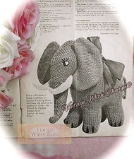 Vintage Toy Knitting Pattern Instructions, 'Ernie' Elephant