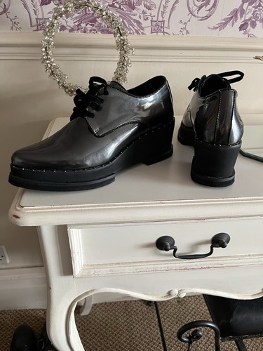 Ladies shoes high shine pewter - shoes,