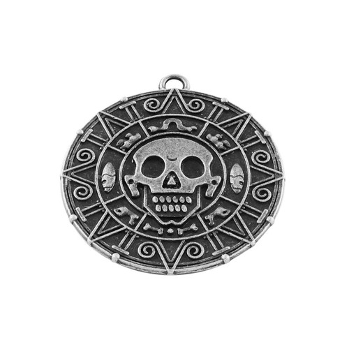 Tibetan silver skull pendants - silver,