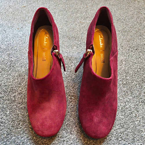 Ladies clarks burgandy suede - ladies,