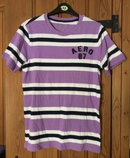 Aéropostale NYC - Purple, White & Blue Short Sleeved 100% Cotton T Shirt Size S