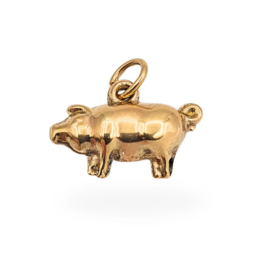 9ct gold puffy pig charm - 9ct,