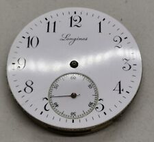 Vintage c1900 Longines Pocket Watch Ceramic Face Movement 40.80mm Diameter 