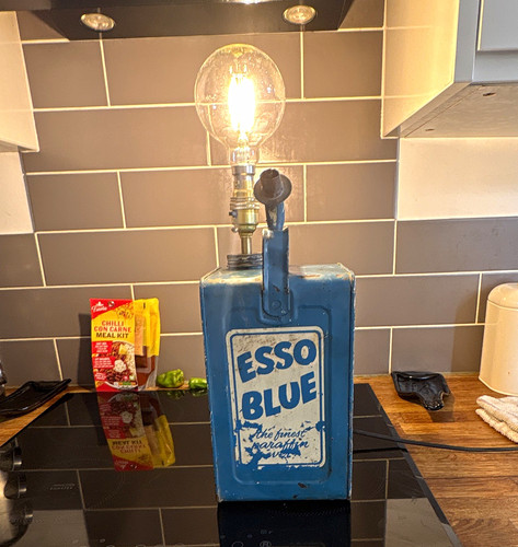 Esso blue metal petrol can - esso,
