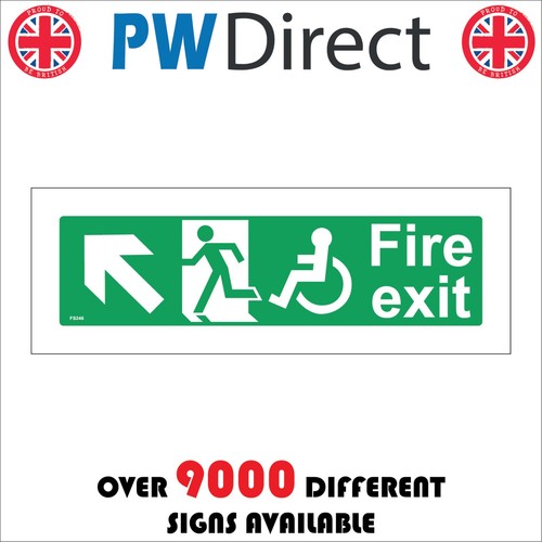 Sign fire exit diagonal - diagonal, up
