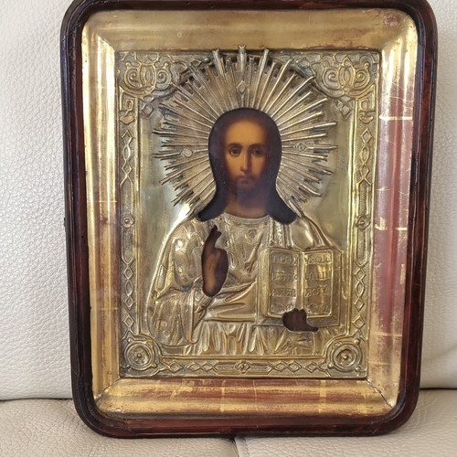 Antique russian icon - antique, christ