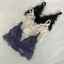 3 X Victoria’s Secret Black Blue Ivory Delicate Lace Longline Bralette - Size XS