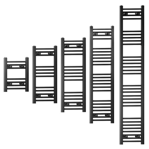 Black ladder towel radiator - black,