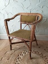 PROJECT Vintage Upholstered Bamboo Child's Armchair - Elegant Shape - Needs Help