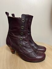 ? J Shoes Burgundy Purple Leather Unique Ankle Boots UK Size 3