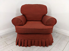 ARMCHAIR Red Fleck Removable Cushions Castors Pleated Skirt FREE DELIVERY