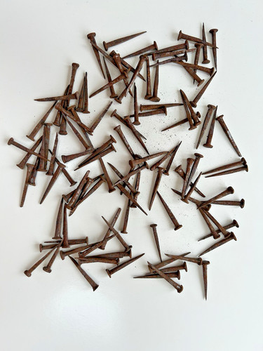 Rusty round head - cut, nails