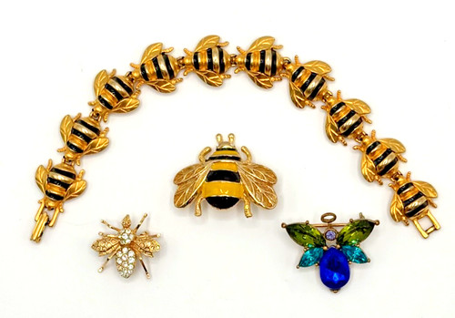 Bee jewelry three unsigned - bee, jewelry-three